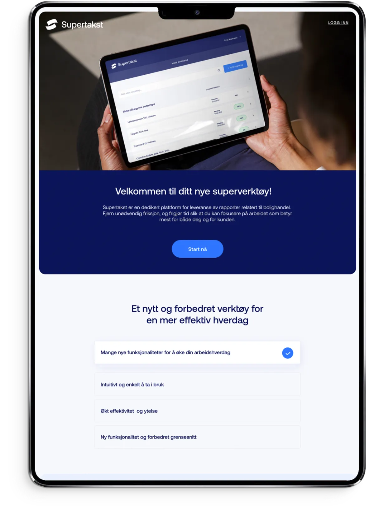 Supertakst-appen på et nettbrett